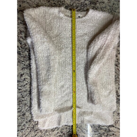 Unbranded Womens Medium Ivory Fuzzy Textured Tunic Sweater Longsleeve - Picture 5 of 6